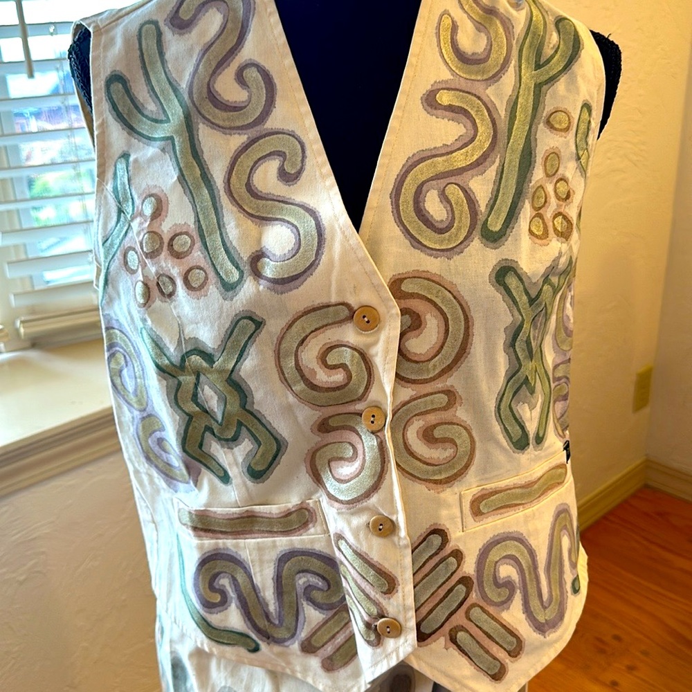 Tapia brand vest.  100% hand painted cotton. Size M